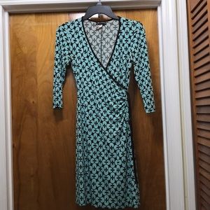 Teal and brown patterned dress